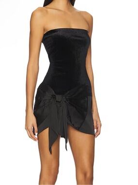 More To Come Strapless Black Mini Dress with Bow Detail